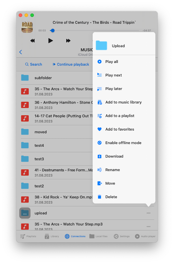 Folder actions