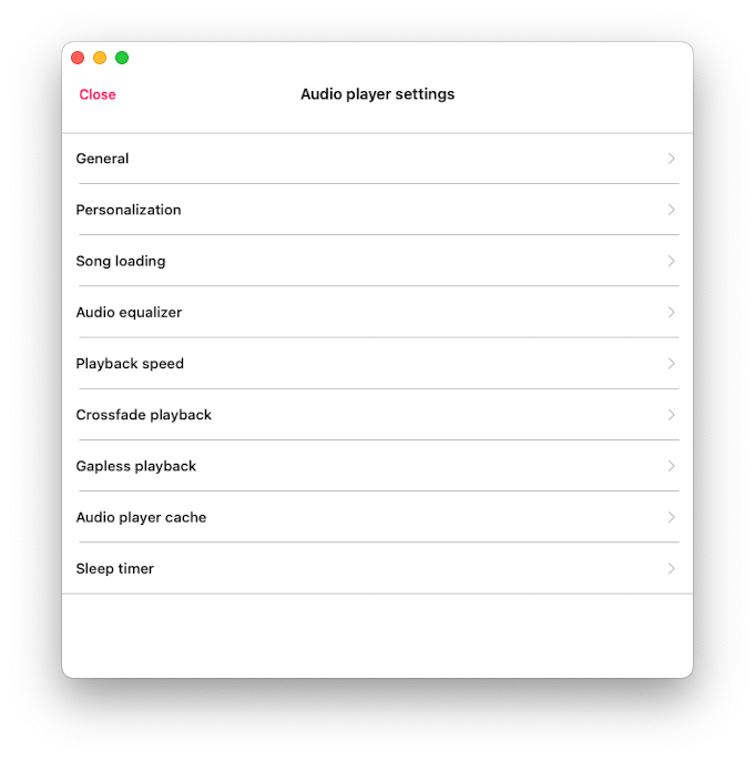 player settings