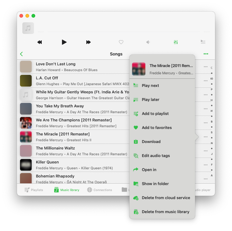 Song Options Menu