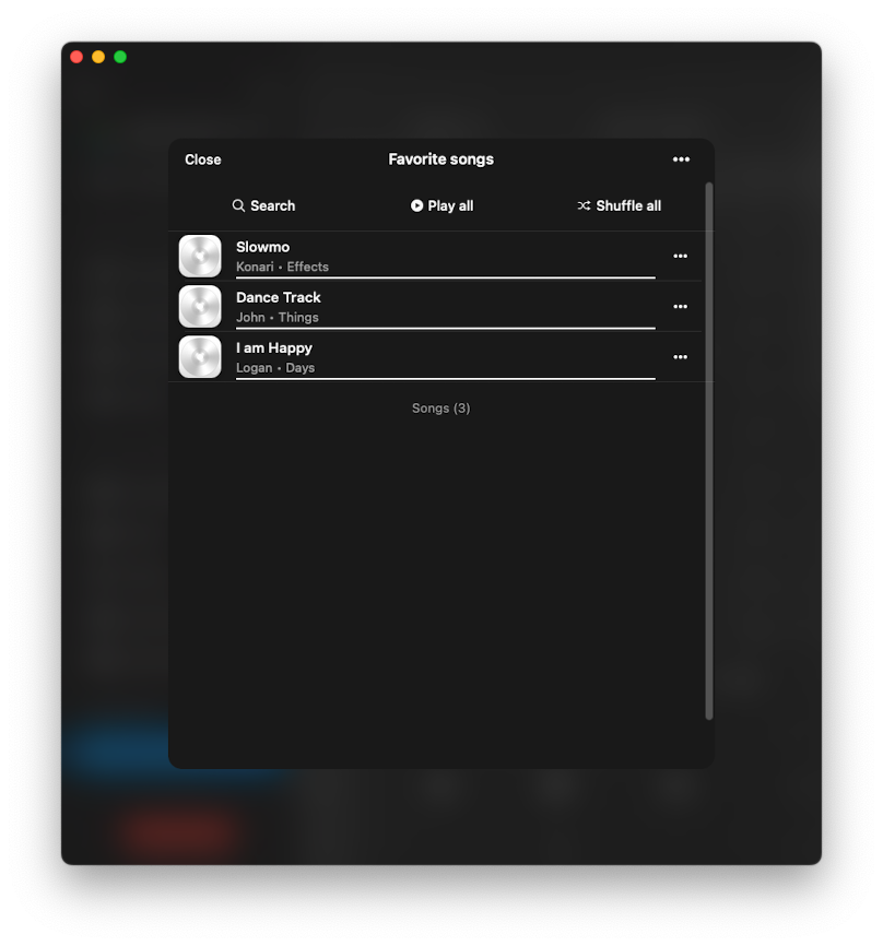 favorites screen