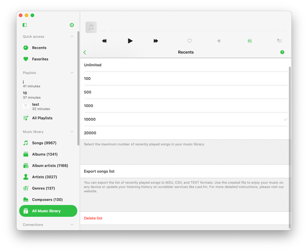 Recents screen