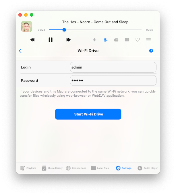 WiFi-Drive screen
