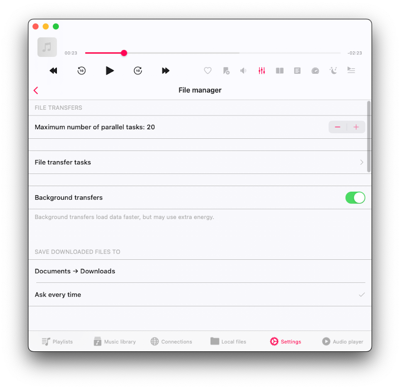 File manager screen