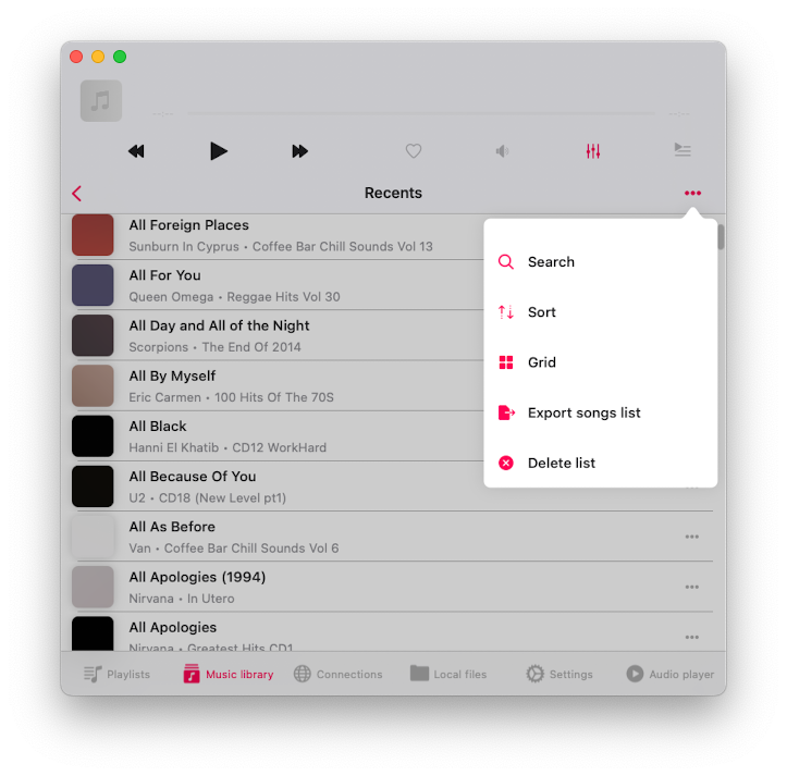 recents screen