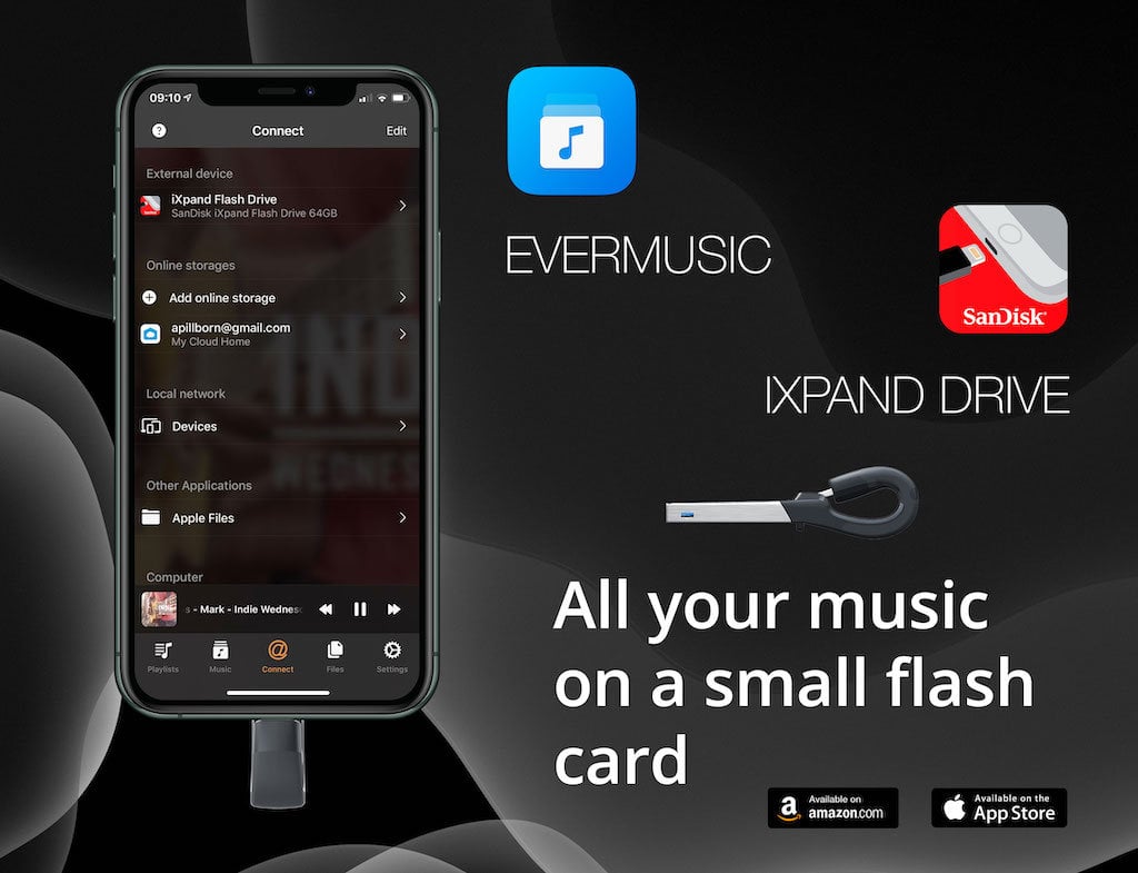 Evermusic with iXpand Flash Drive